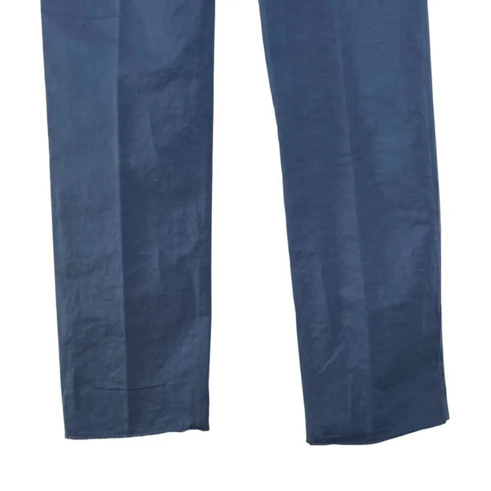 Officine Generale Paul Pant SIZE 50 US 33 Navy Cotton Linen Unhemmed Trouser